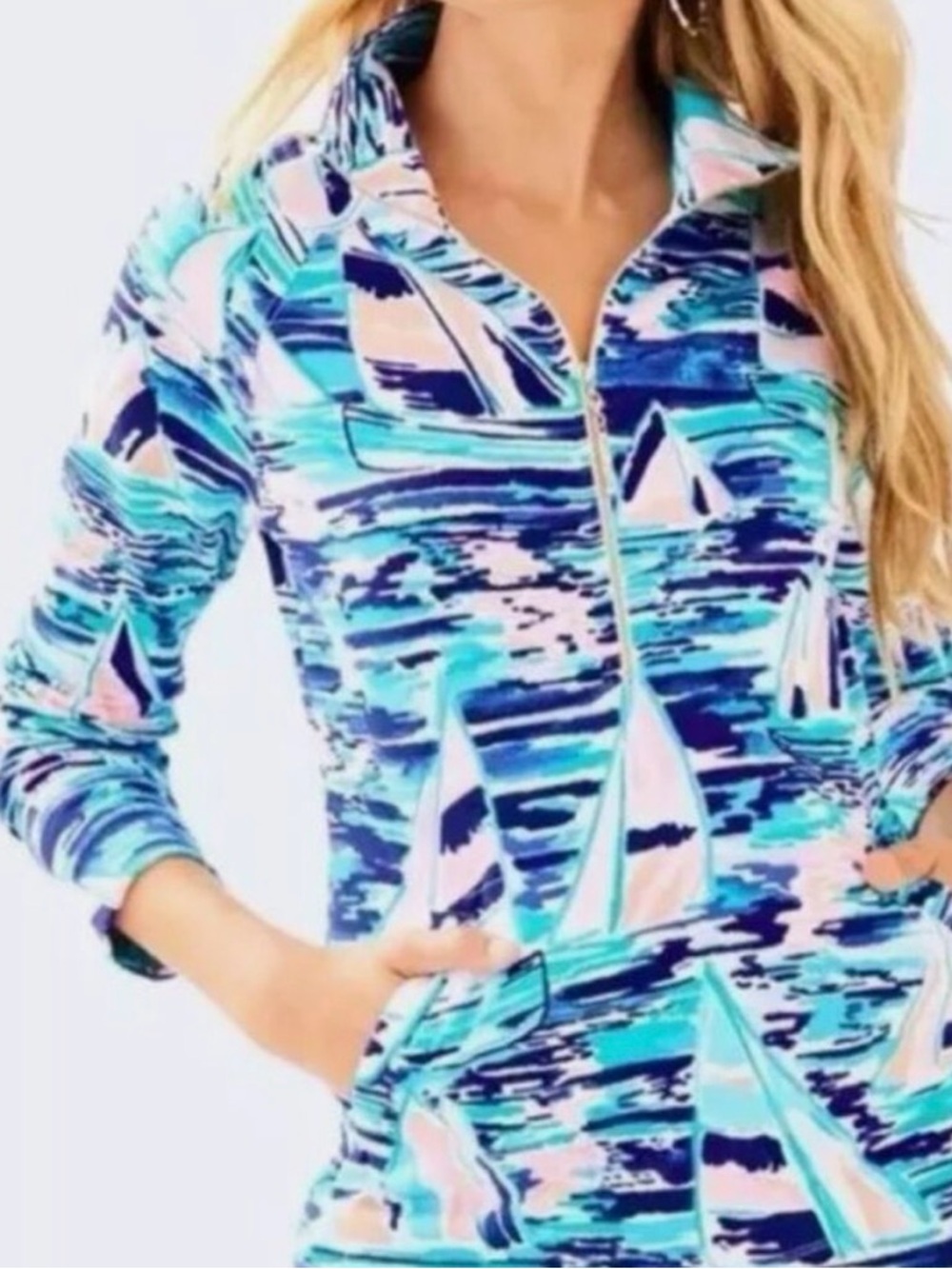 Lilly Pulitzer Sailboat Popover - Blue & Pink - XS VGUC